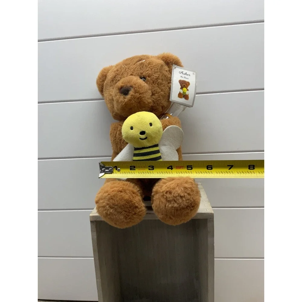 Asher the Bear Brown Teddy Bear Plush with Bumblebee Friend NWT 10 inch